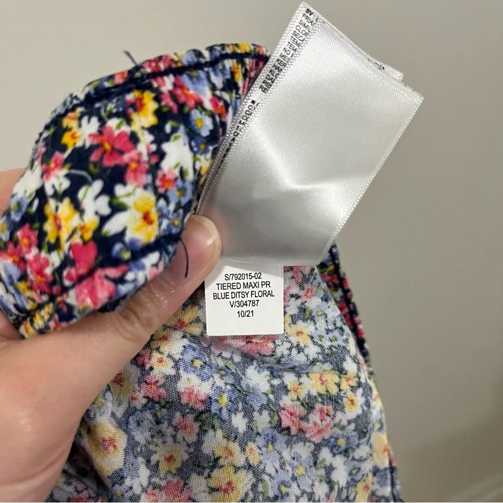 Old Navy Tiered Ditsy Floral Maxi Midi Skirt Sz M Tall Prairiecore Cottagecore - Picture 4 of 13